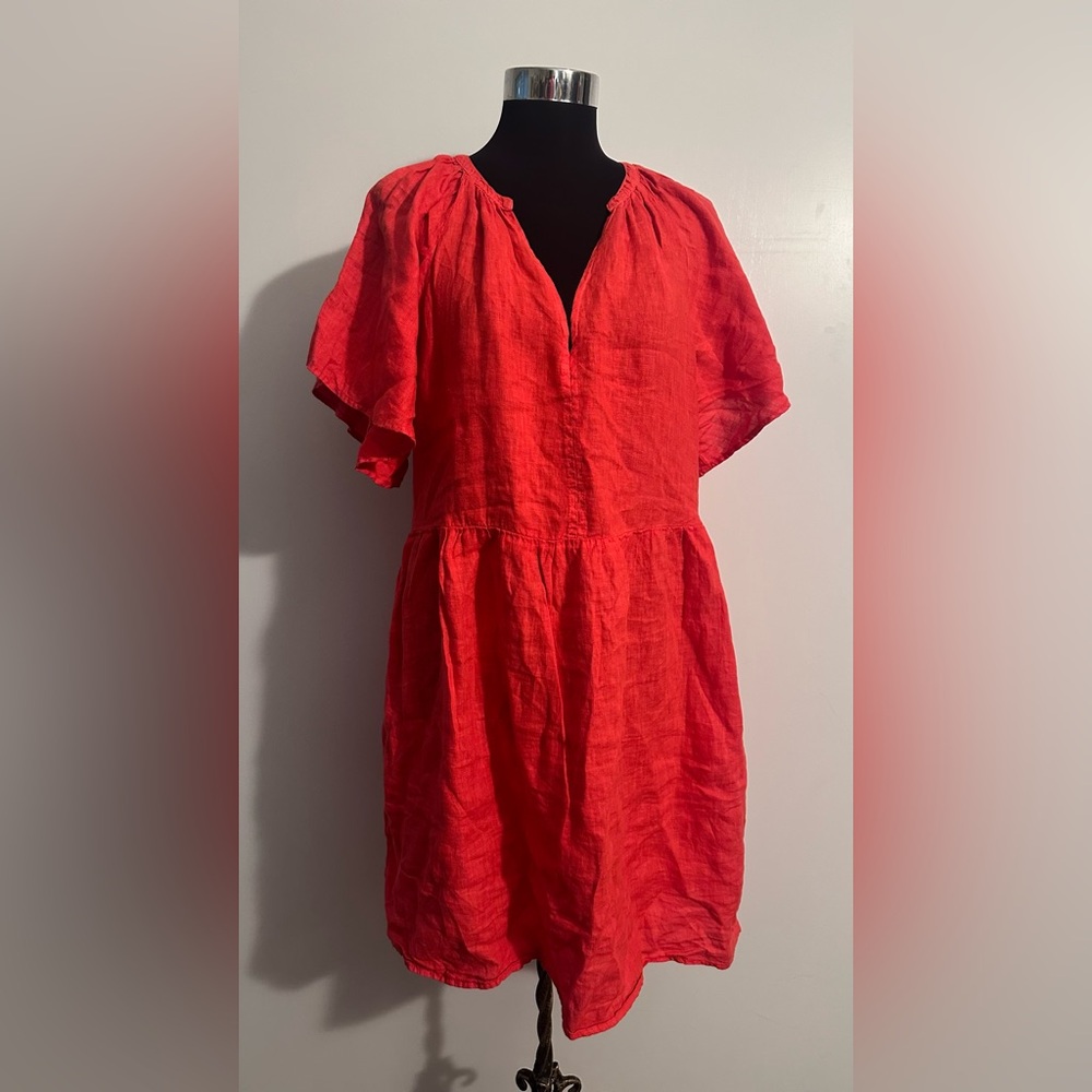 Velvet by Graham & Spencer,  Red 100% Linen Dress